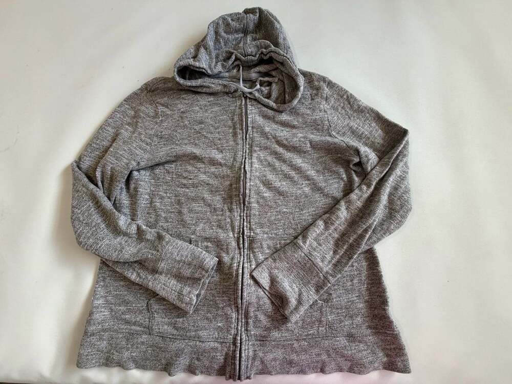 Merona Hoodie Womens L Gray Heathered Knit ZipUp Hooded Jacket Pockets Casual